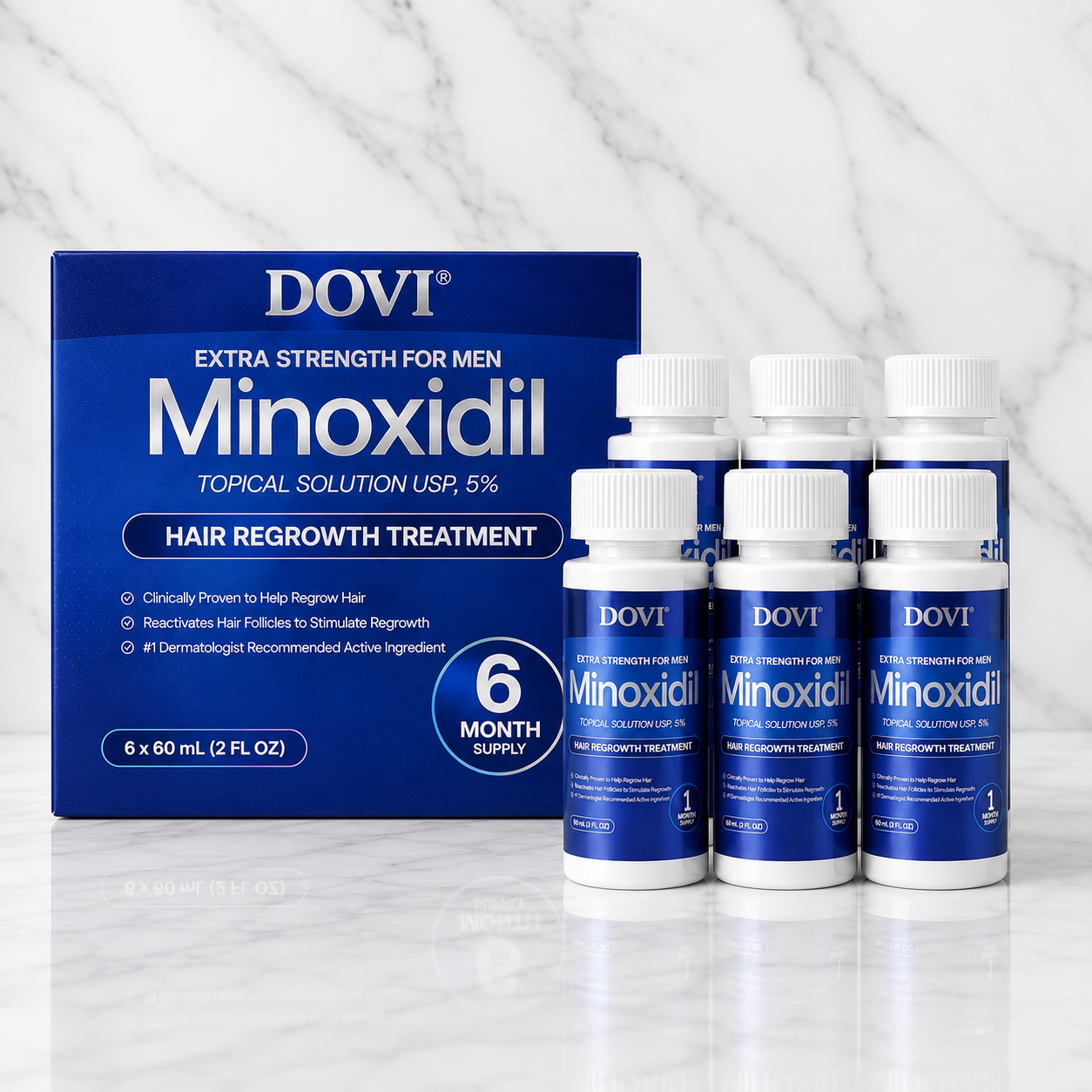 Minoxidil 5 % mot Hårtap – 6 måneders forbruk