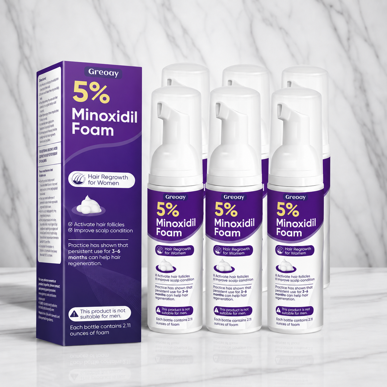 Minoxidil 5% Foam (Women’s) – 6 måneders forbruk