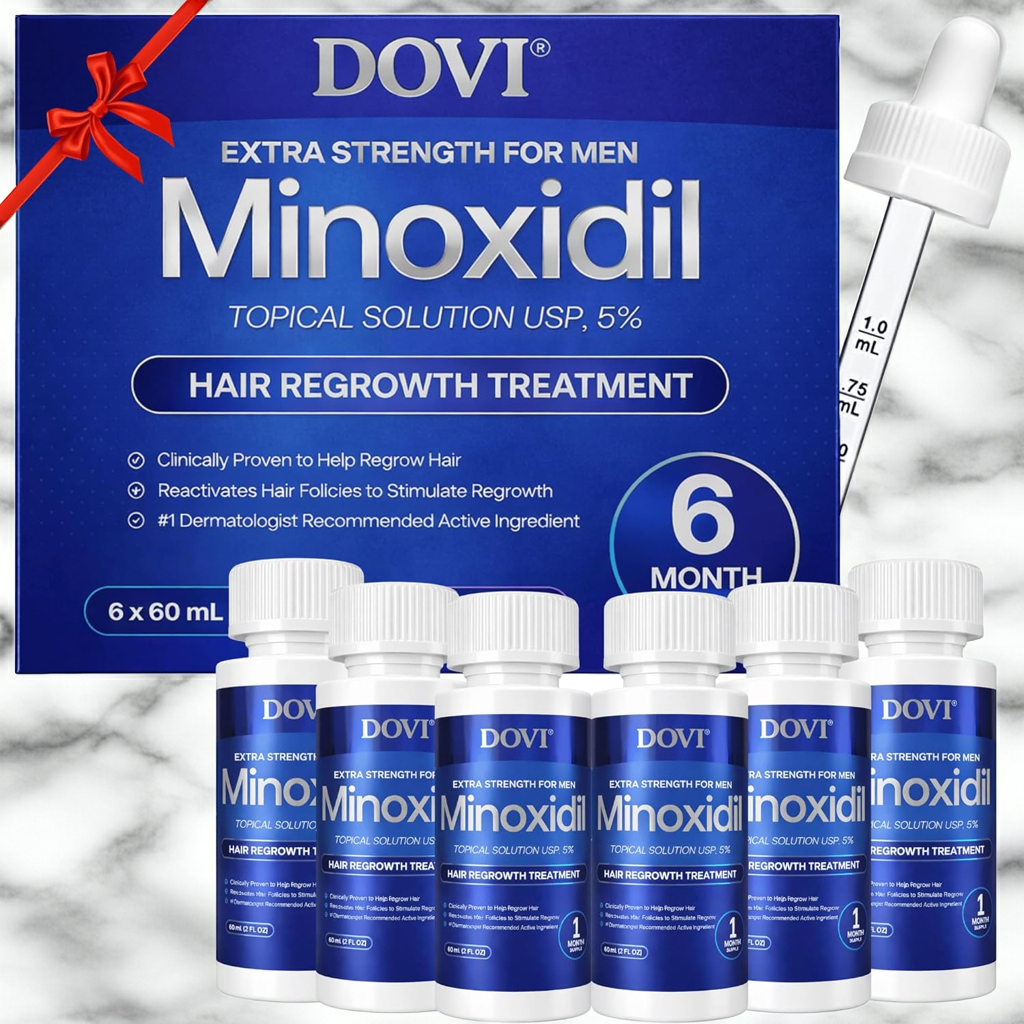 Minoxidil 5 % mot Hårtap – 6 måneders forbruk (6 × 60 ml)